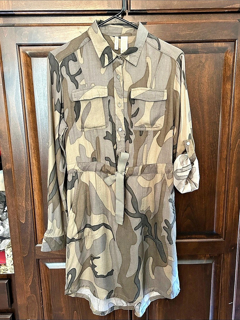 Japna Sz XS Boutique Camo Mini Dress in Green & Gray Like New